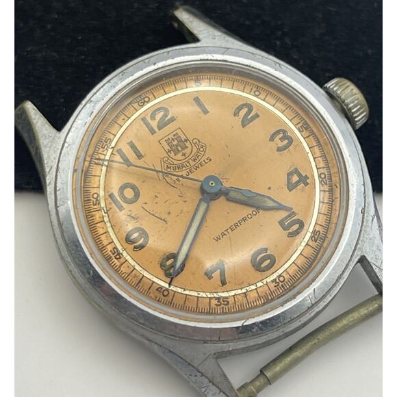 Vintage Muralt Mechanical Hand Wind Bronze Colored Dial Swiss Watch Runs - Picture 2 of 8